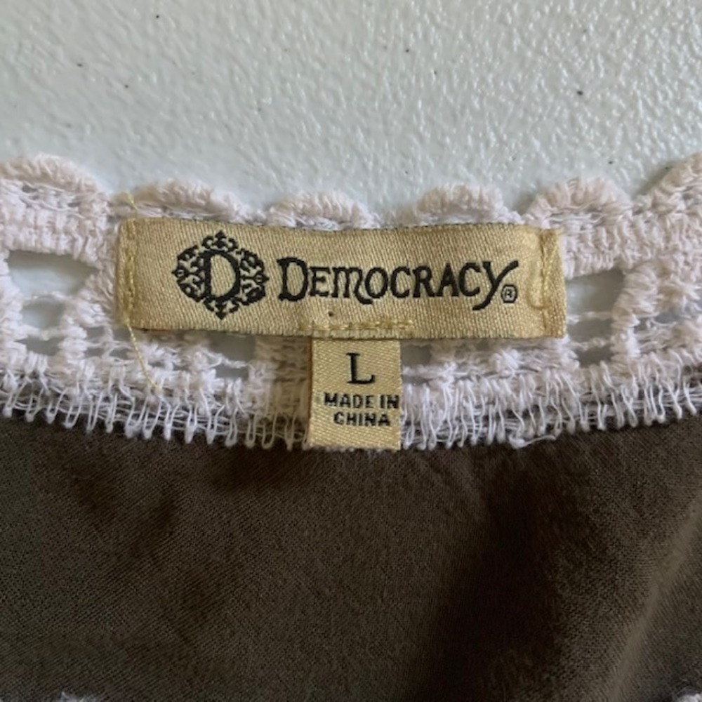 Democracy Embroidered Lace Boho Tunic Top L Romantic Festival Coastal Cowgirl - Picture 6 of 9